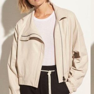 Vince Asymmetrical Leather Jacket in Cream